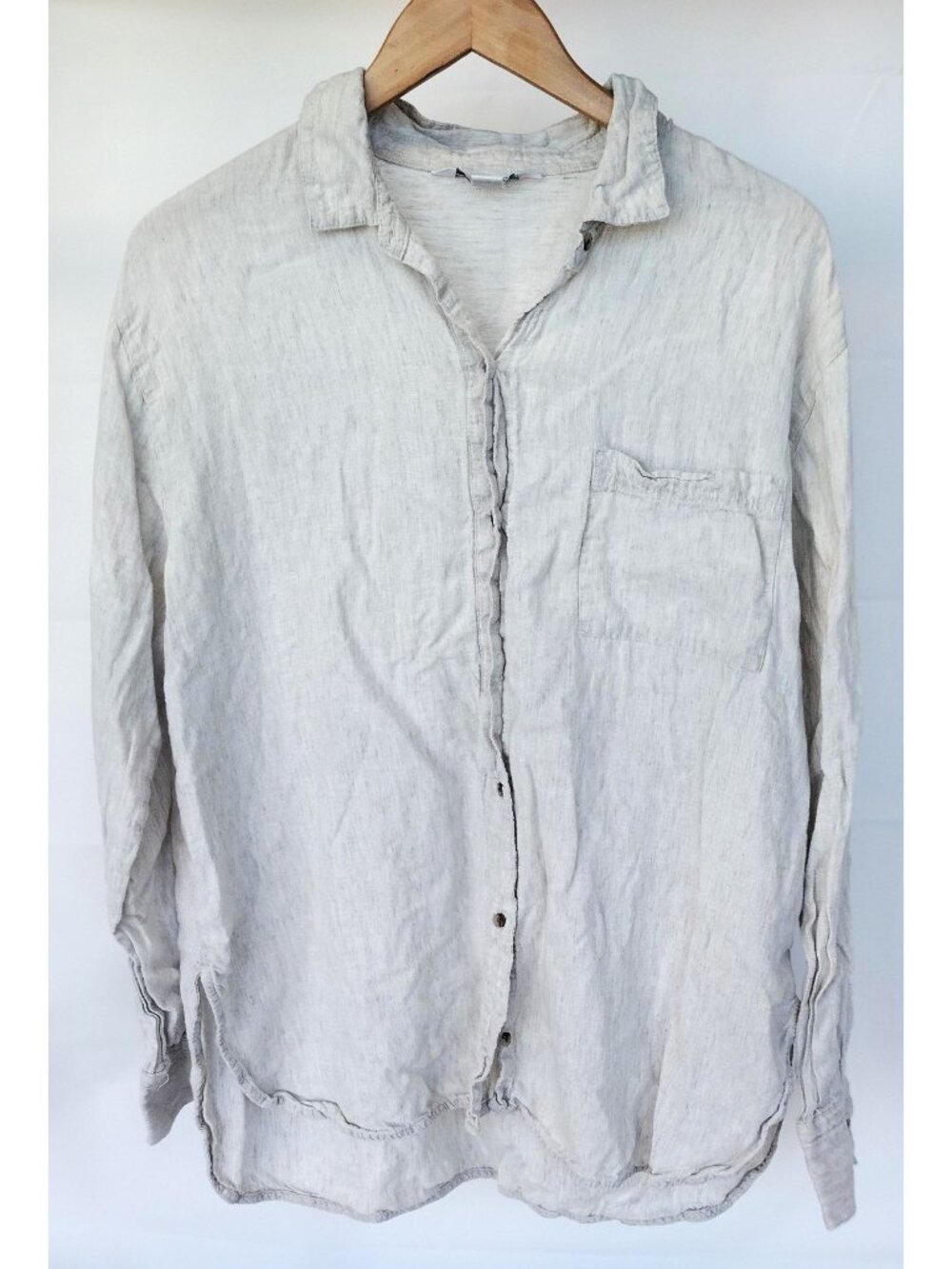 Old Navy Linen The Boyfriend Shirt Large Tall Natural Beige